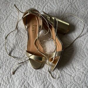 Gold Block Heel Sandals